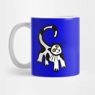 Black and White Cat in Blue+ Mug